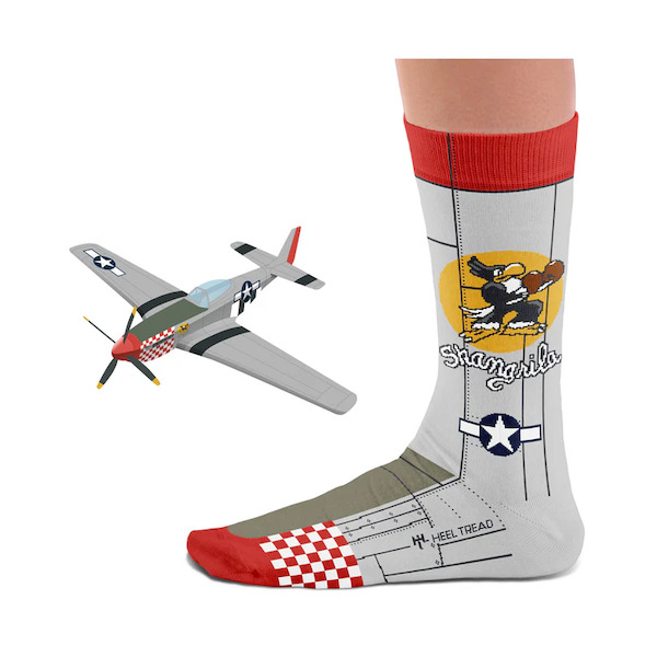 Pair of war machine socks: P51 Mustang Shangrila  SOCK SHANGRILA