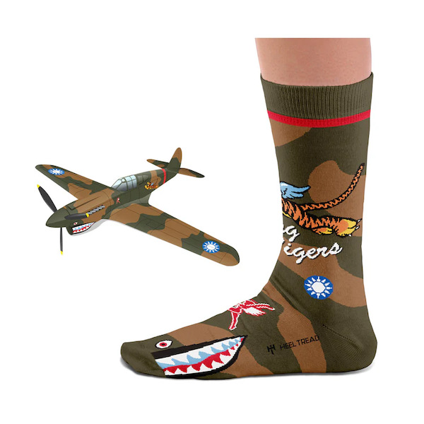 Pair of war machine socks: P40 Flying Tigers  SOCK TIGERS