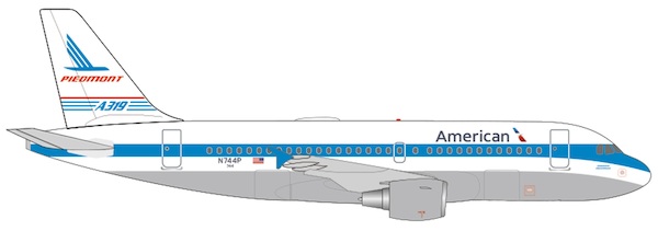 Airbus A319 American Airlines Piedmont Heritage, Pacemaker N744P 536615