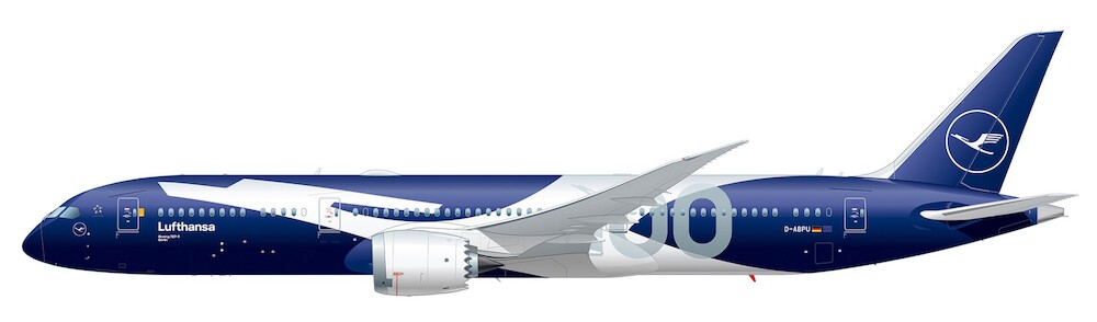 Herpa Wings 538947 Boeing 787-9 Dreamliner Lufthansa 100 Jahre, B