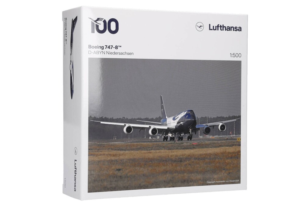 Herpa Wings 539500 Boeing 747-8 Lufthansa 100 years D-ABYN