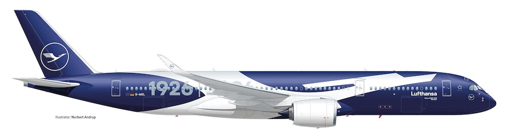 Herpa Wings 573993 Airbus A350-900 Lufthansa 100 years D-AIXL