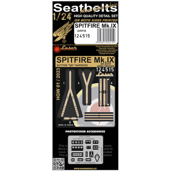 Spitfire MKIX Seatbelts (Airfix) HGW124515