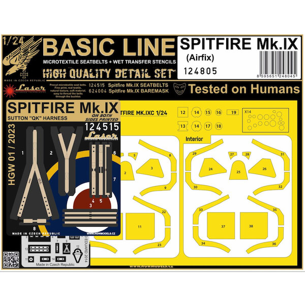 Supermarine Spitfire MKIX Seatbelts and stencils (Airfix)  HGW124805