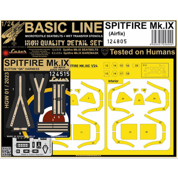 Supermarine Spitfire MKIX Seatbelts and stencils (Airfix) HGW124805