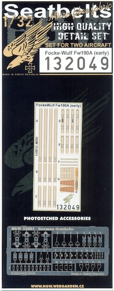 Focke Wulf Fw190A (early) Seatbelt and Buckles (Hasegawa) HGW132049