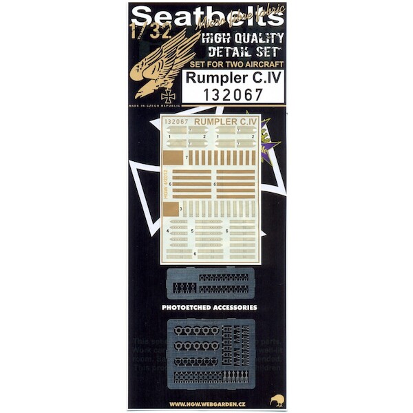 Rumpler CIV Seatbelt set (Wingnuts)  HGW132067