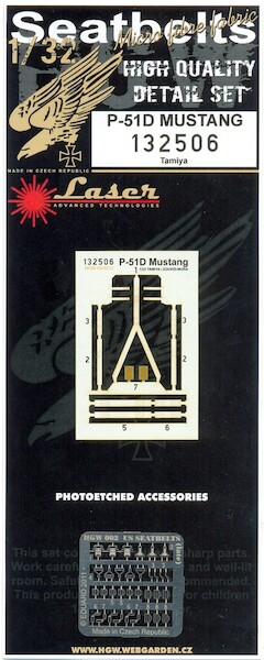 P51D Mustang Seatbelt set Laser cut (Tamiya) HGW132506