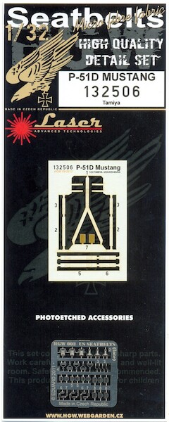 P51D Mustang Seatbelt set Laser cut (Tamiya)  HGW132506