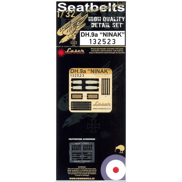 DH9a ''Ninak" Seatbelt set Laser cut (Wingnut) HGW132523