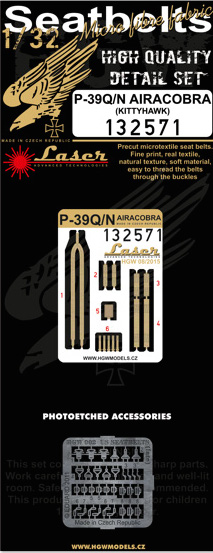 Bell P39Q/N Airacobra Seatbelts and Buckles (Kitty Hawk)  HGW132571