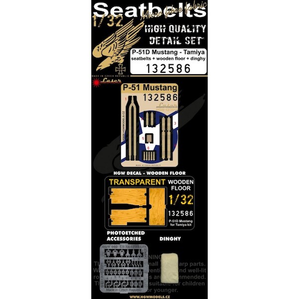 P51D Mustang Seatbelts, Wooden floor and dinghy (Tamiya) HGW132586