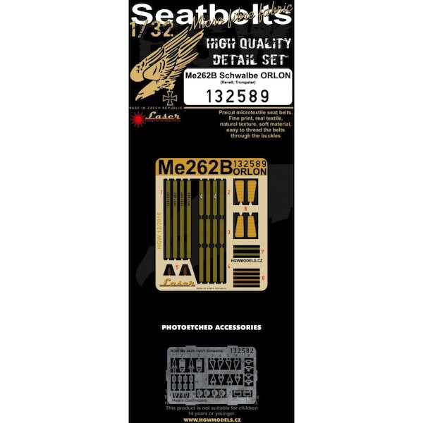 Messerschmitt Me262B Schwalbe Seatbelts -Orlon- (Revell /Trumpeter)  HGW132589