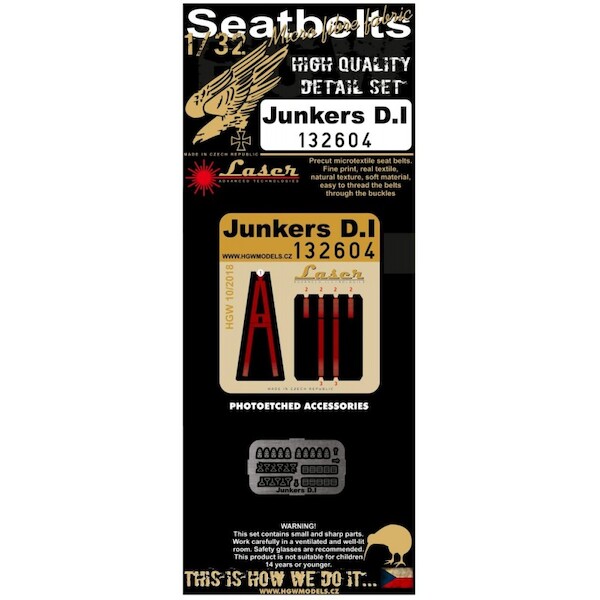 Junkers D1 Seatbelts and buckles (Wingnut Wings) HGW132604