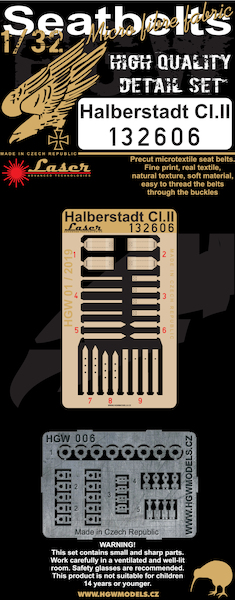 Halberstadt CLII Seatbelts and buckles (Wingnut Wings)  HGW132606