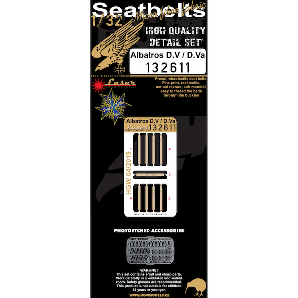 Albatros D.V/D.Va Seatbelts and buckles (Wingnut Wings) HGW132611