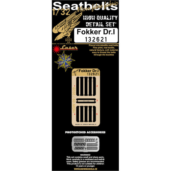 Fokker Dr1 Seatbelts and Buckles (Meng) HGW132621
