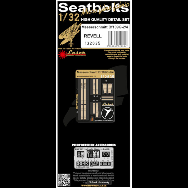 Messerschmitt Bf109G-2/4 Seatbelts and Buckles. (Revell) HGW132635