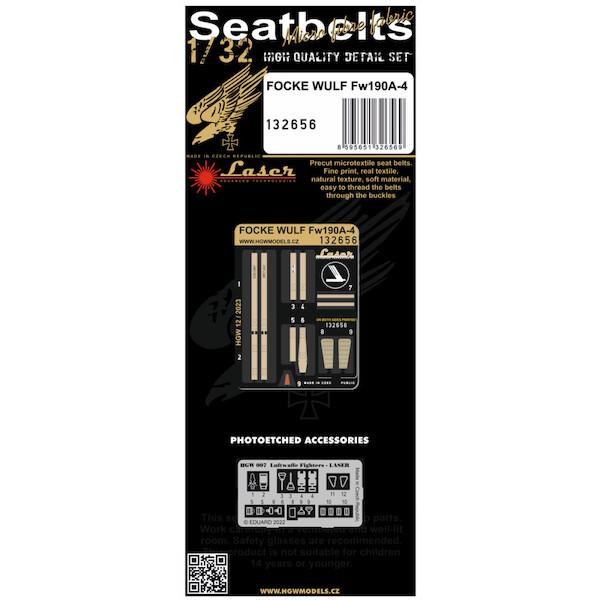 Focke Wulf FW190A-4 Seatbelts and Buckles (Zoukei Mura) HGW132656