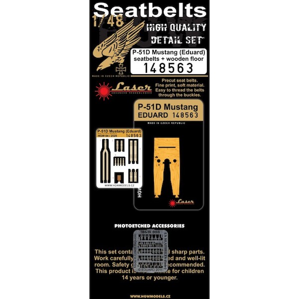 P51D Mustang seatbelt, buckles and wooden floor (Eduard)  HGW148563