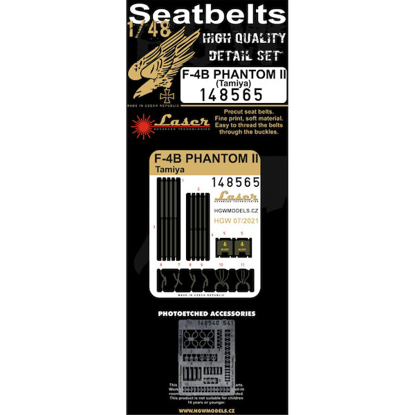 F4B Phantom seatbelt and buckles (Tamiya)  HGW148565