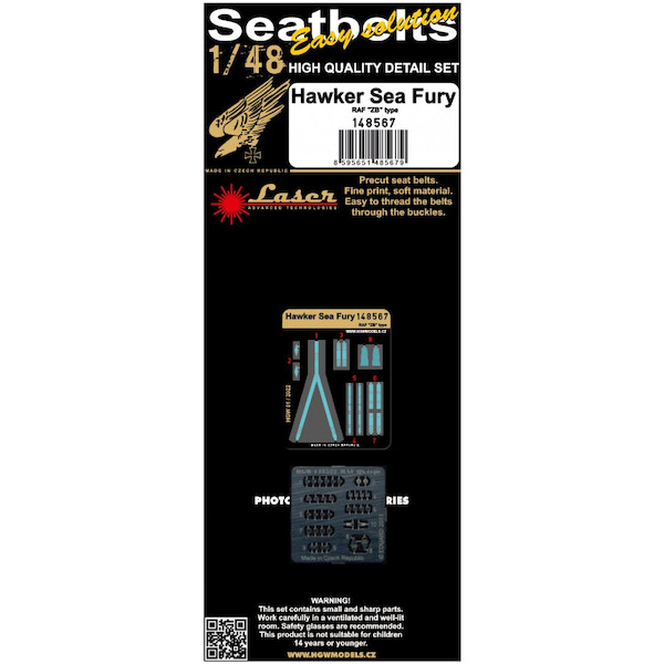 Hawker Sea Fury FBII ZB Type seatbelt and buckles (Airfix) HGW148567