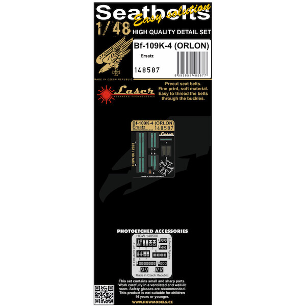 Messrschmitt BF109K-4 (Orlon -erzats) seatbelt and buckles HGW148587