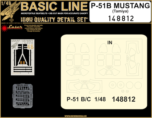 P51B Mustang Basic line detail set (Tamiya) HGW148812