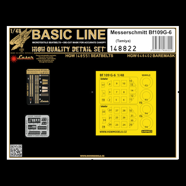 Messerschmitt Bf109G-6 Basic line detail set (Tamiya)  HGW148822