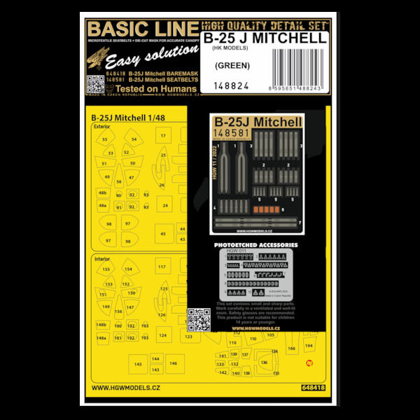 B25J Mitchell (Green belts) Basic line detail set (HK Models)  HGW148824