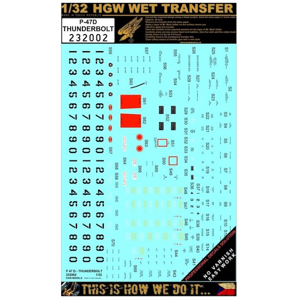Wet Transfer stencils for P47 Thunderbolt HGW232002
