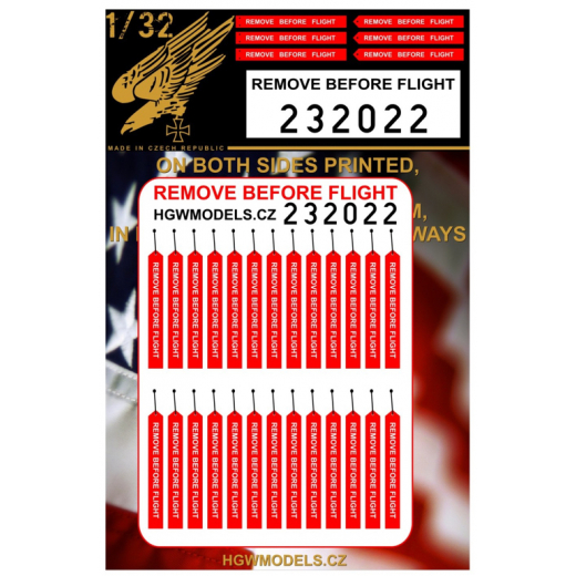 Remove before flight Tags - both sides printed HGW232022