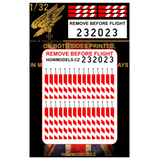 Remove before flight Tags (RAF)- both sides printed HGW232023