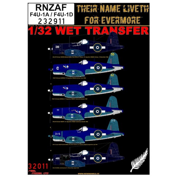 Wet Transfers F4U-1a/d Corsair  (RNZAF)  HGW232911