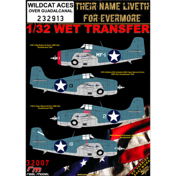 Wet Transfers Grumman F4F-3/4 Wildcat (Wildcat Aces over Guadalcanal 1942) HGW232913