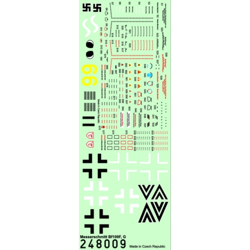 Wet Transfer stencils for Messerschmitt BF109F/G  HGW248009