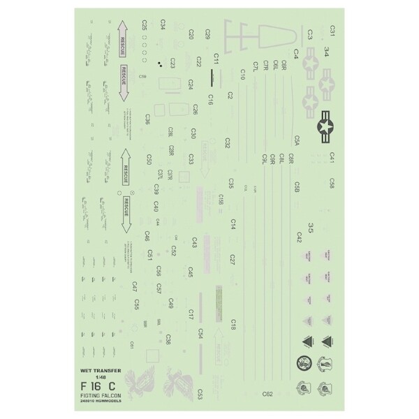 Wet Transfer stencils for F16C Fighting Falcon Block 30/40 HGW248010