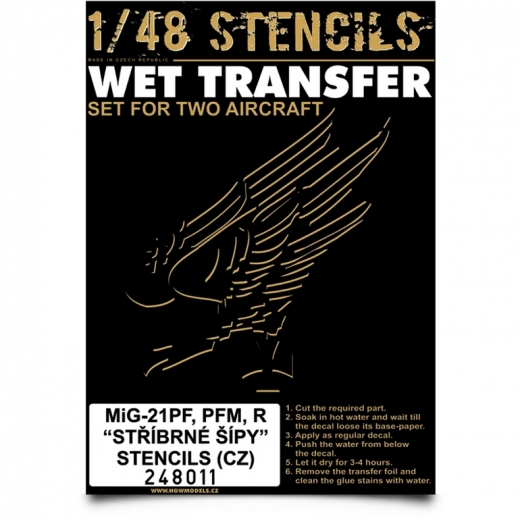 Wet Transfer stencils for Mikoyan MiG21PF, PFM, R. (for 2 Aircraft)  HGW248011