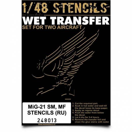 Wet Transfer stencils for MiG21SM, MF (Ru) (for 2 aircraft) HGW248013