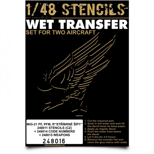 Wet Transfer stencils for MiG21PF, PFM, R (CZ) (for 2 aircraft)  HGW248016