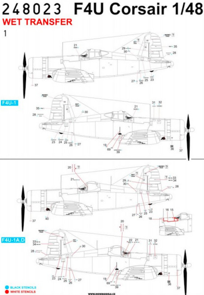 Wet Transfer stencils for F4U Corsair  HGW248023