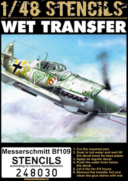 Wet Transfer stencils for Messerschmitt BF109G-6/G-14 (Eduard) HGW248030