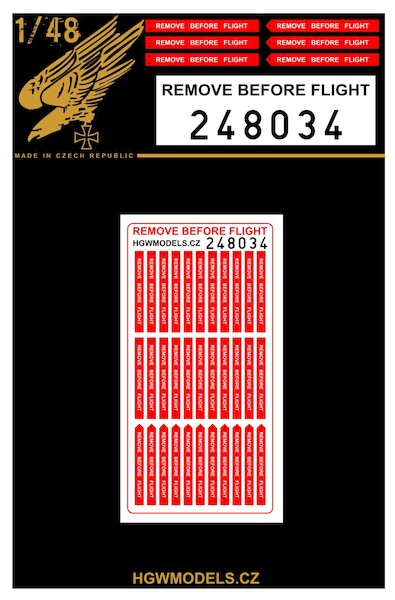 Remove before flight Tags - both sides printed HGW248034