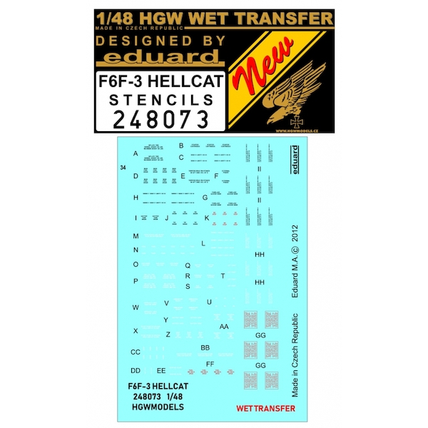 Wet Transfer F6F-3 Hellcat stencils (Eduard)  HGW248073