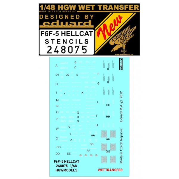 Wet Transfer F6F-5 Hellcat stencils (Eduard) HGW248075