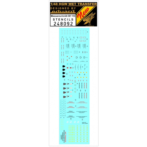 Wet Transfer stencils for Messerschmitt BF110 (Eduard)  HGW248092