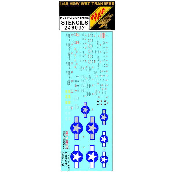 Wet Transfer stencils for P38F/G Lightning  HGW248097