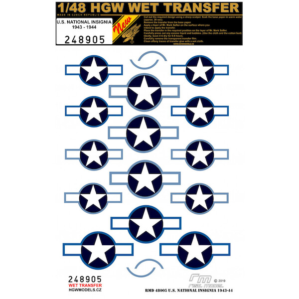 Wet Transfers US National Insignia 1943-1944 HGW248905