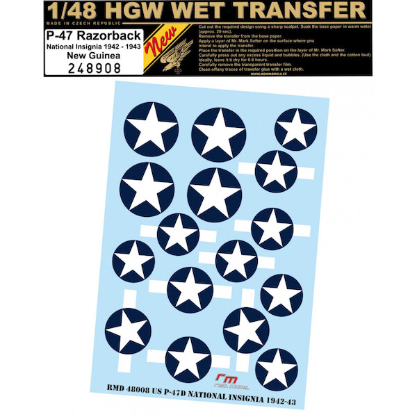 Wet Transfers P47D Thunderbolt Razorback over New Guinea national Insignia 1942-1943 HGW248908