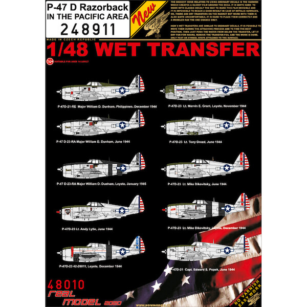 Wet Transfers P47D Thunderbolt Razorback In the Pacific Area  HGW248911